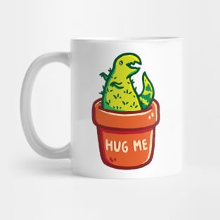 Cute T-Rex Dinosaur Cactus in a Planter & Hug Me Typography Mug